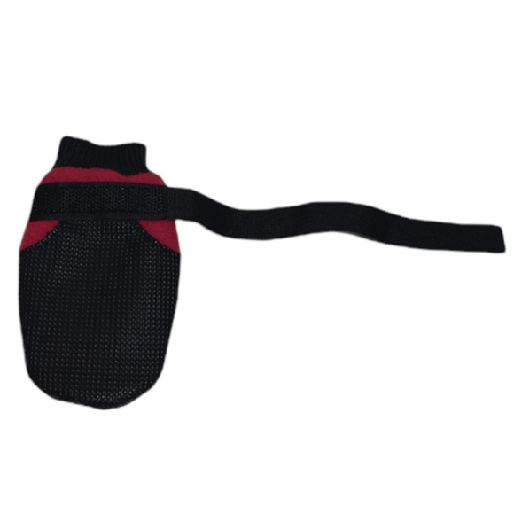 Non-Skid Rubber Waterproof Sole Red Fleece Dog/Puppy Shoes - Picture 3 of 5